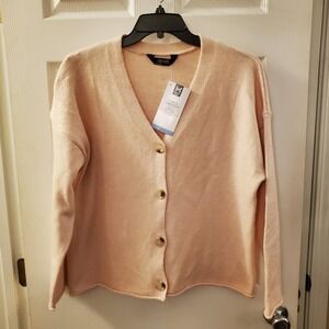 Member's Mark Women V-Neck Cardigan Sz L oversized soft knit Vintage Pink career